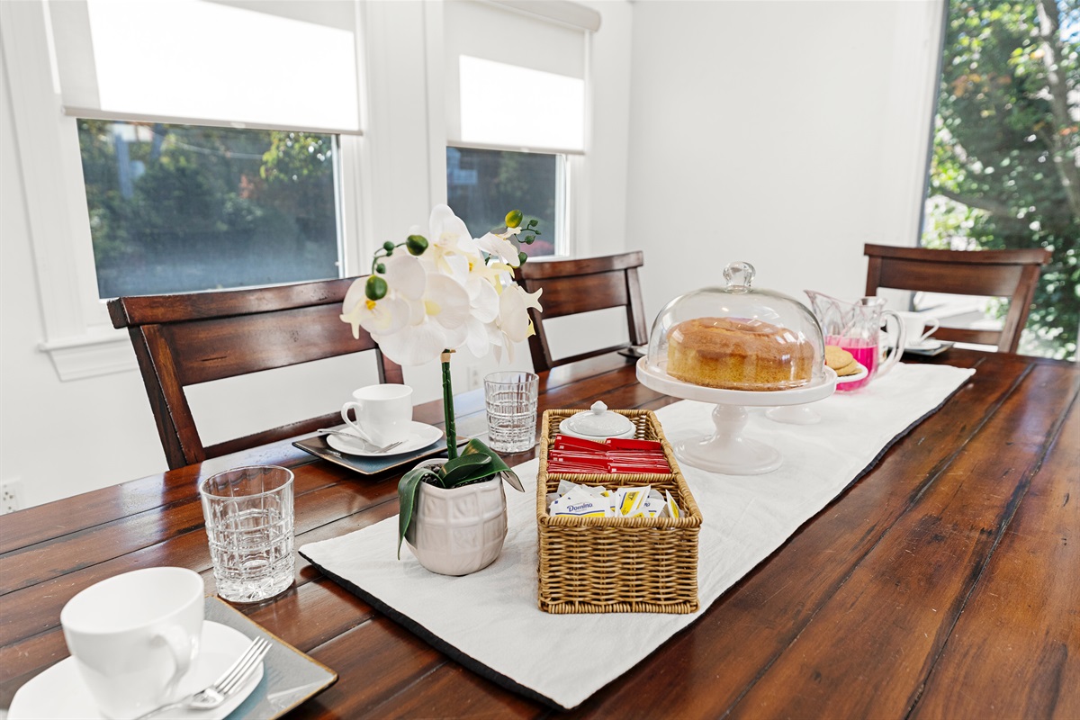 Enjoy your meals in this sun-filled, welcoming dining space.