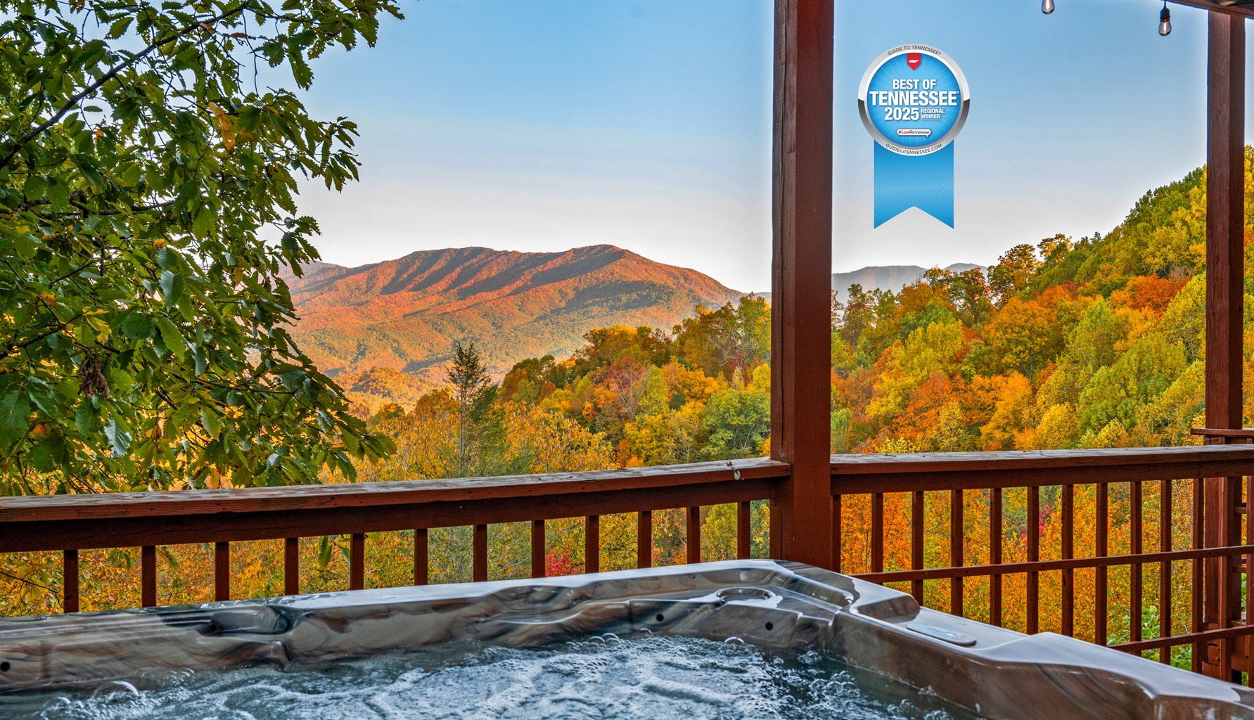 Experience ultimate relaxation as you soak away your worries and soak in the views at Heavenly Heights Mountain Retreat.