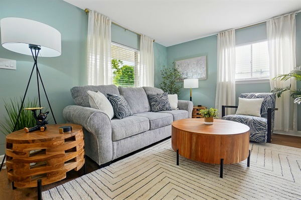 Comfy Family Room with 65" Roku TV