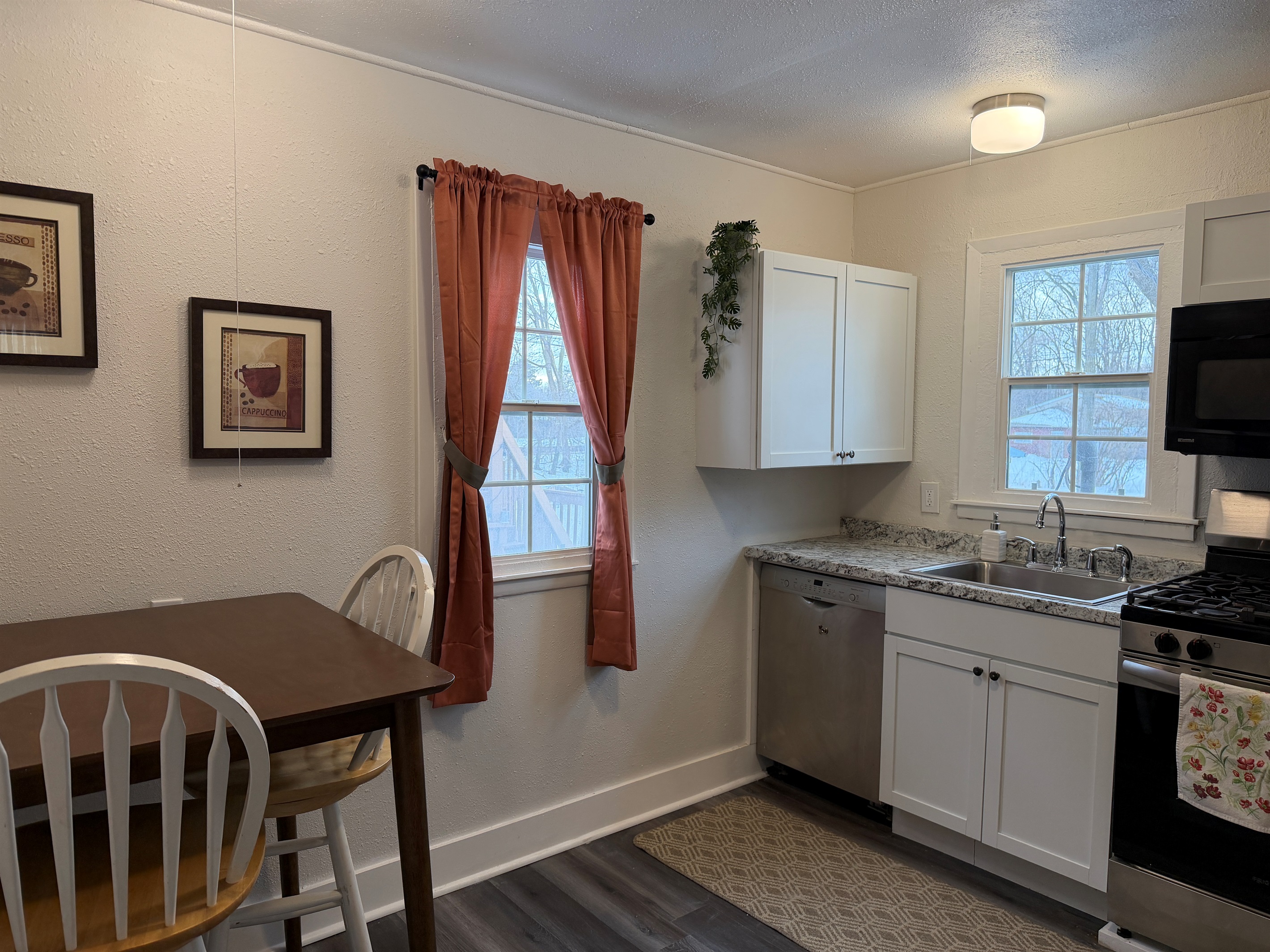 Enjoy your morning coffee at the kitchen bistro table.