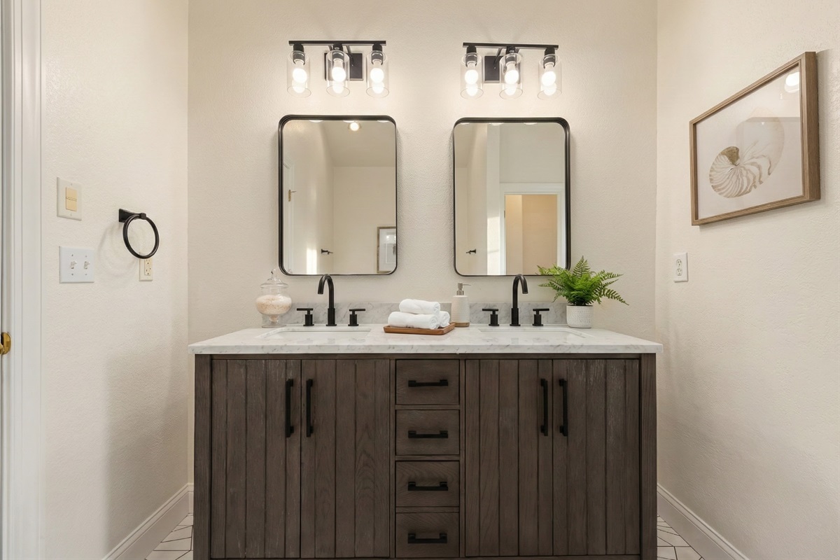 Bathroom 1 - Sleek & Stylish Double Vanity – Start Your Day in Luxury!