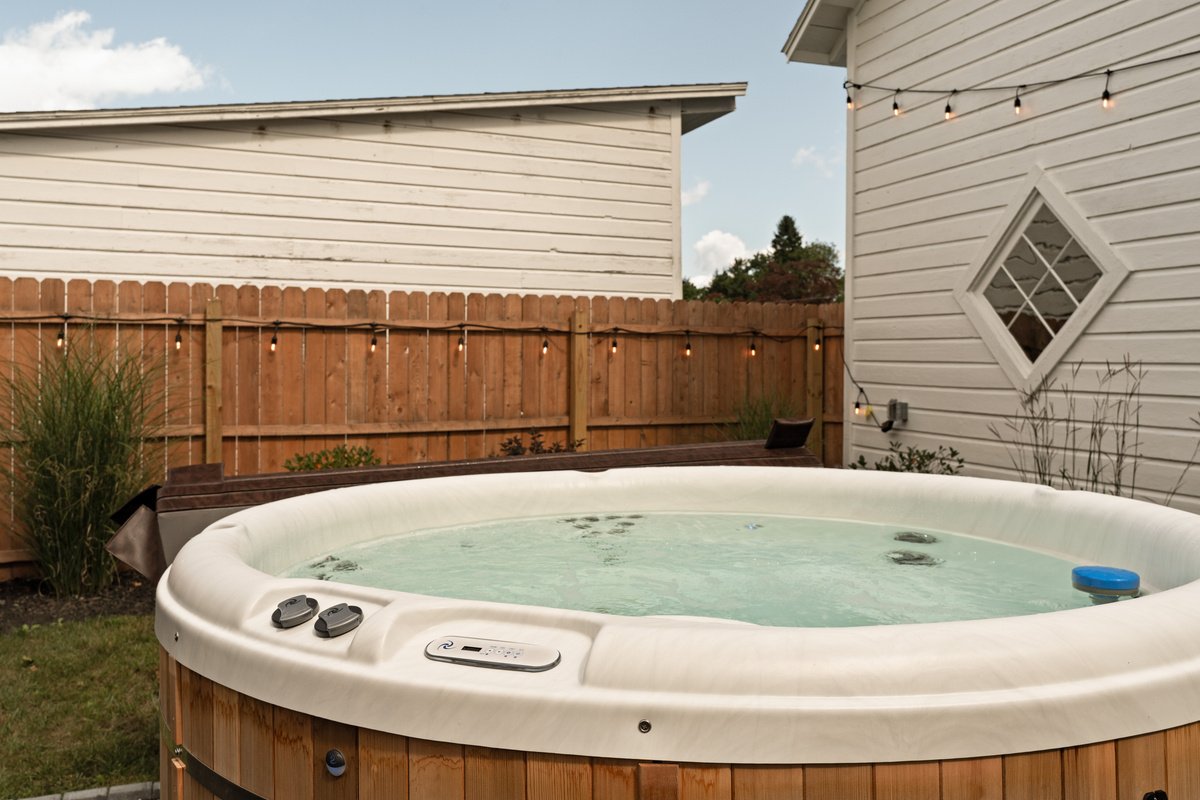 Ready for your arrival. The private hot tub is professionally serviced between guest stays, so all you have to do is slip in, relax, and enjoy the soak.