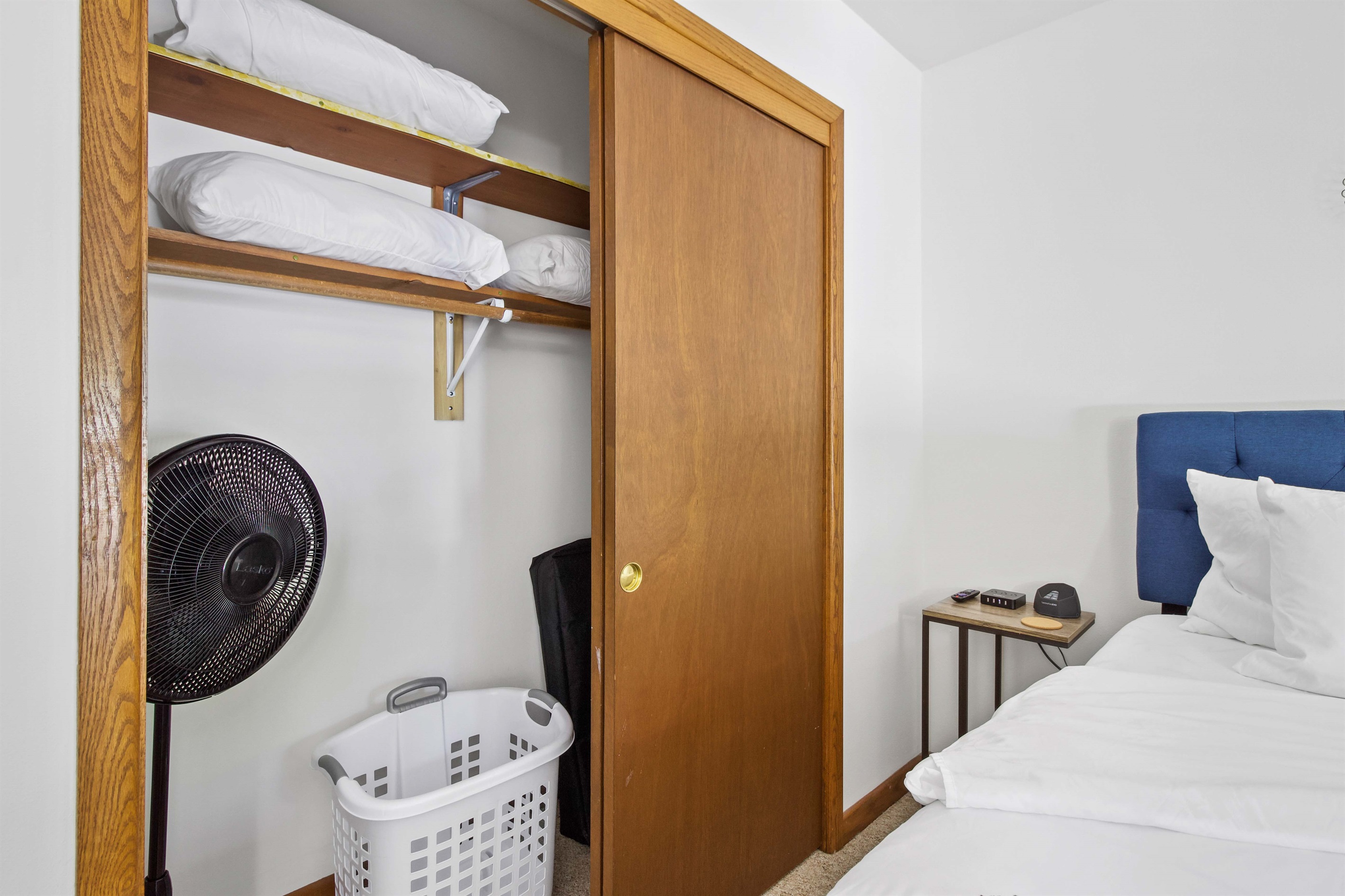 Enough closet space for long term stays.