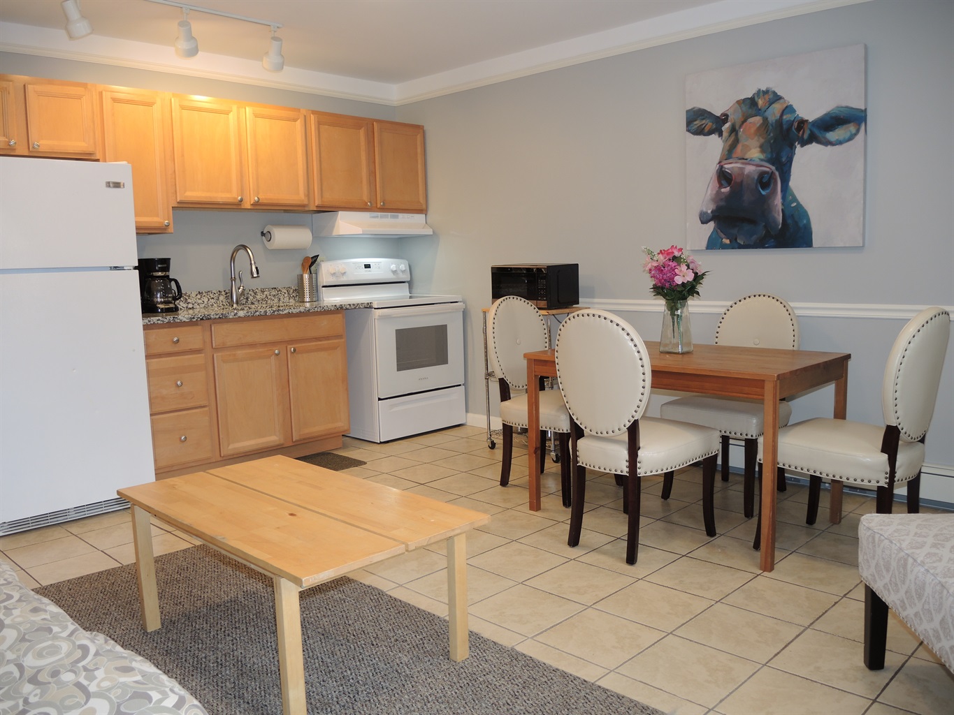 Creamery Apt 5 Living area and eat-in kitchen area