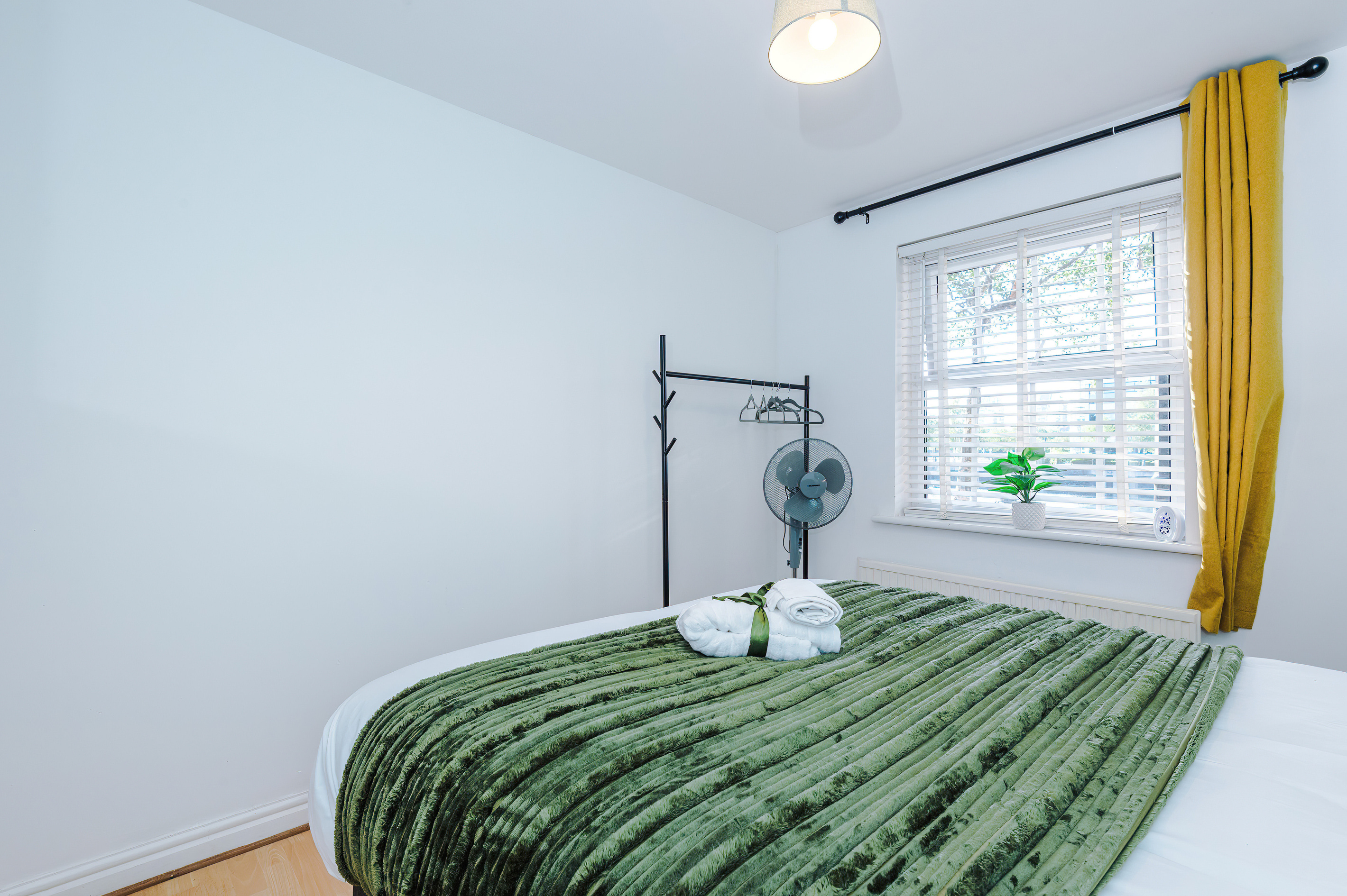 Hotel comfort King bed & blackout curtains