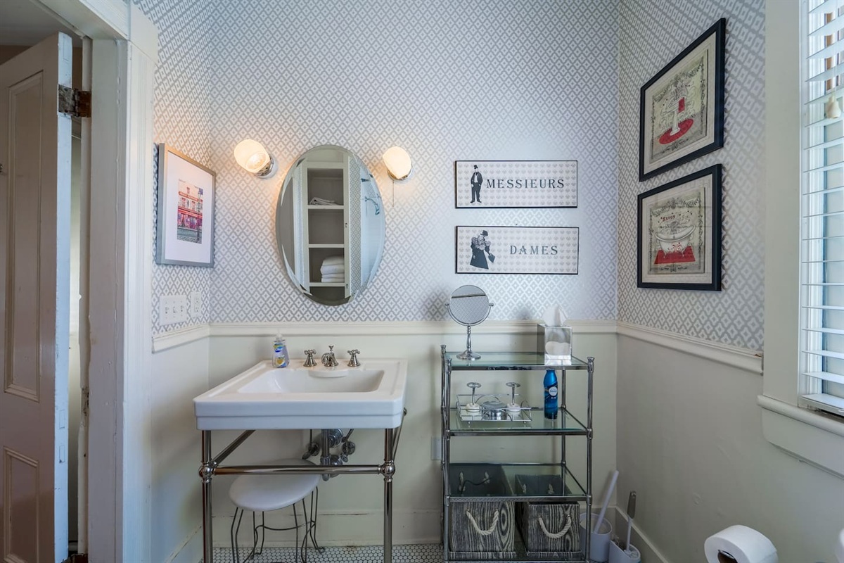 Newly redone deluxe bathroom with all the amenities.