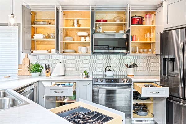 Prepare for culinary excellence in your fully loaded kitchen, where we've even included spices, foil, and parchment paper for your convenience.