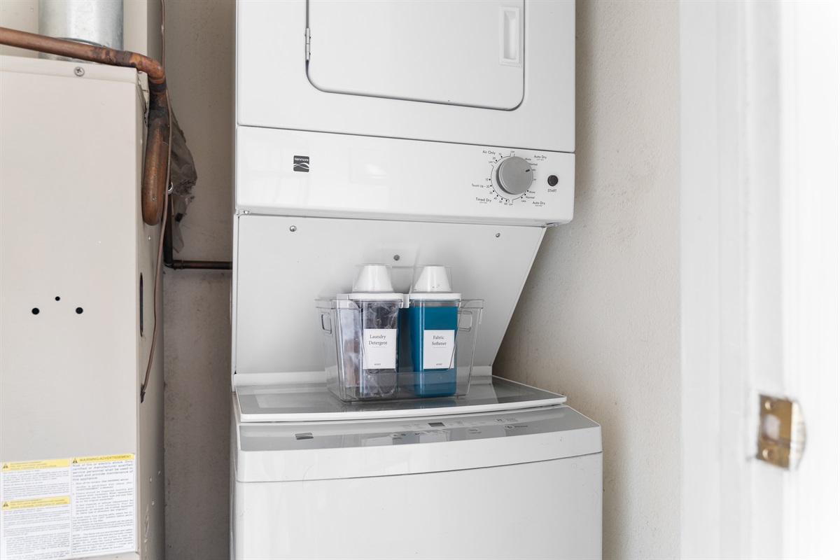 Private laundry in unit, detergent provided.