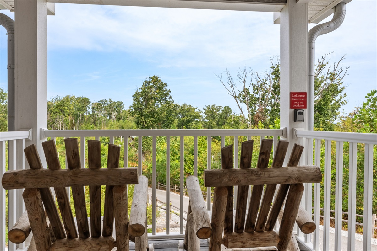 You can see the social circle from the front porch rockers. Sneak a private conversation while the others relax inside the cabin. The property is big and this bird's eye view overlooks most of the property.