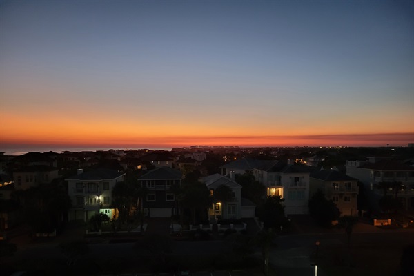 Balcony VIew of Gulf, Sunset and Downtown Destin