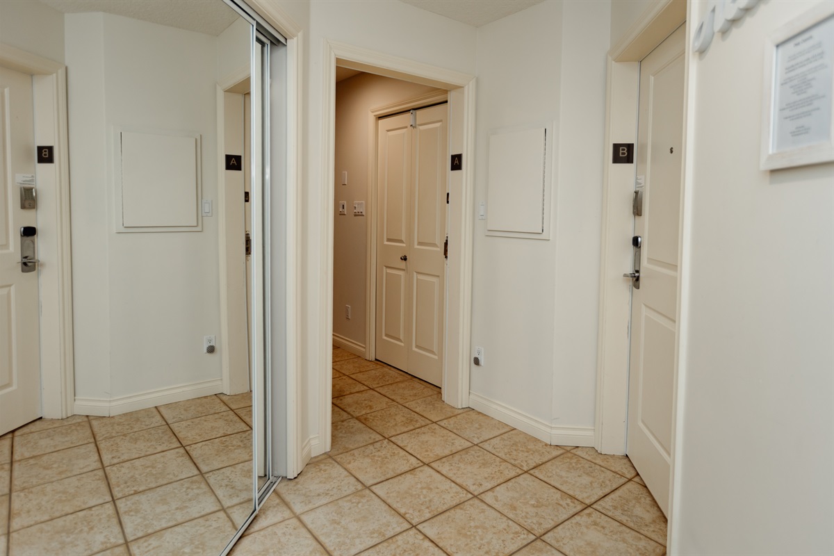 Interior hallway between Unit A and Unit B.