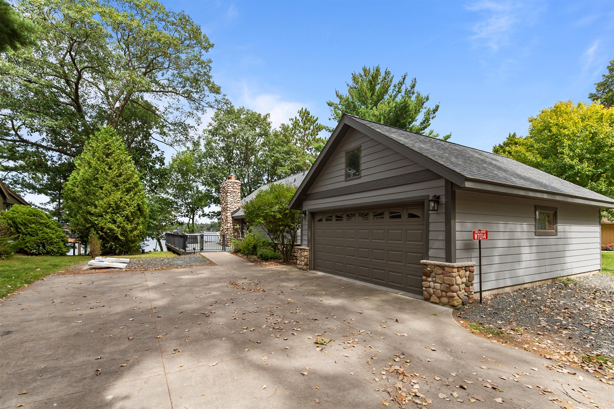The garage is stocked with water floats, life jackets, outdoor games, and garbage bins for your convenience.