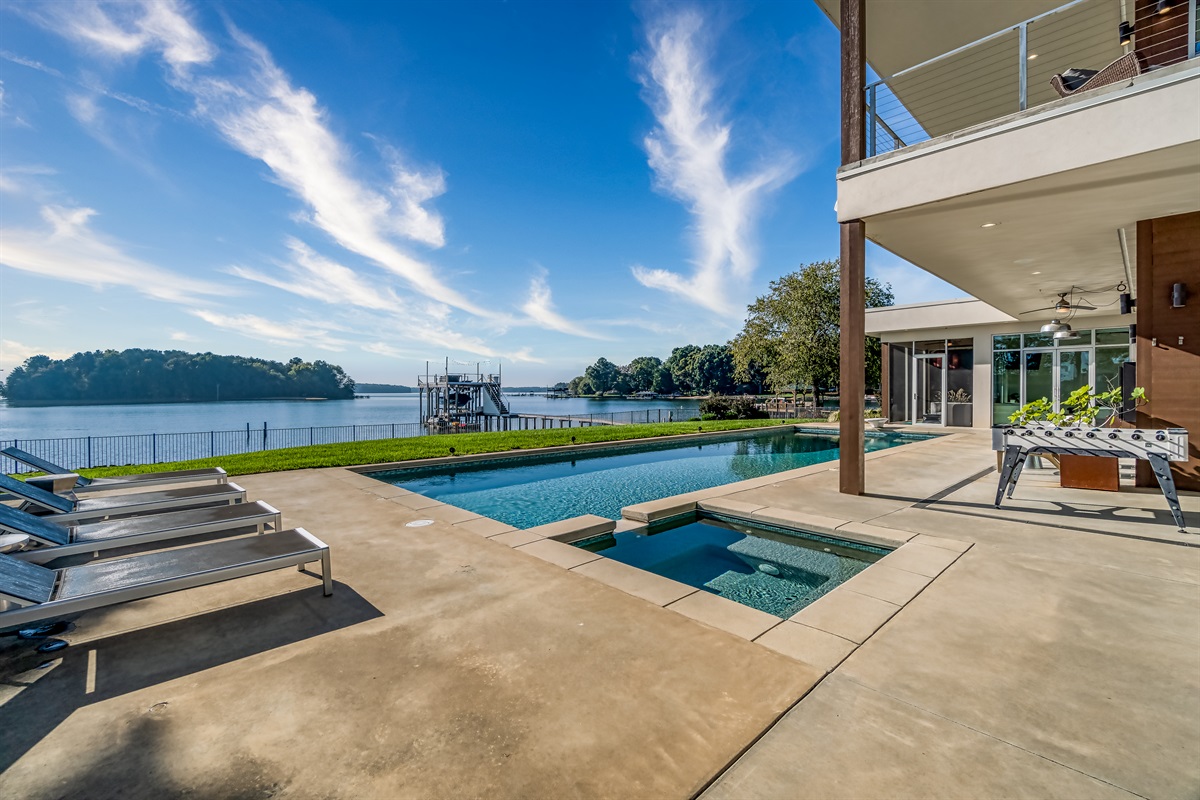 Lake Norman luxury lakefront home with pool, hot tub, and wide open lake views!