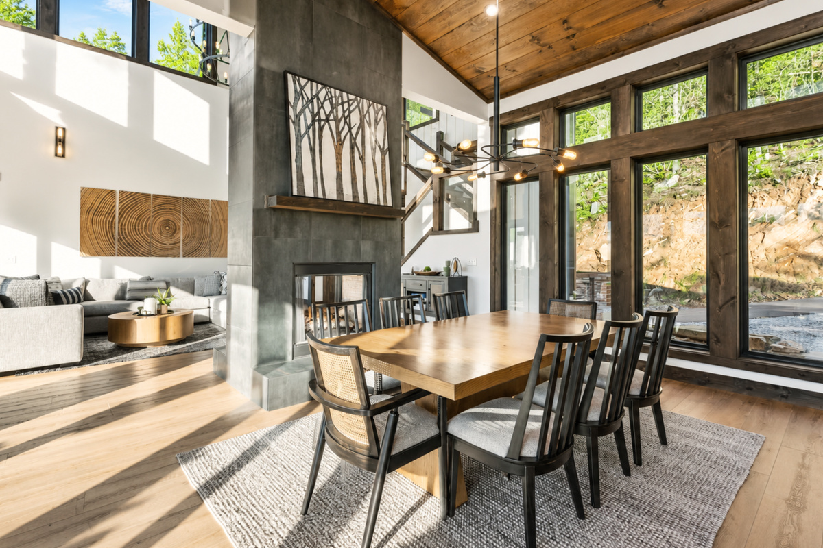 Natural light sets the mood from morning to night.