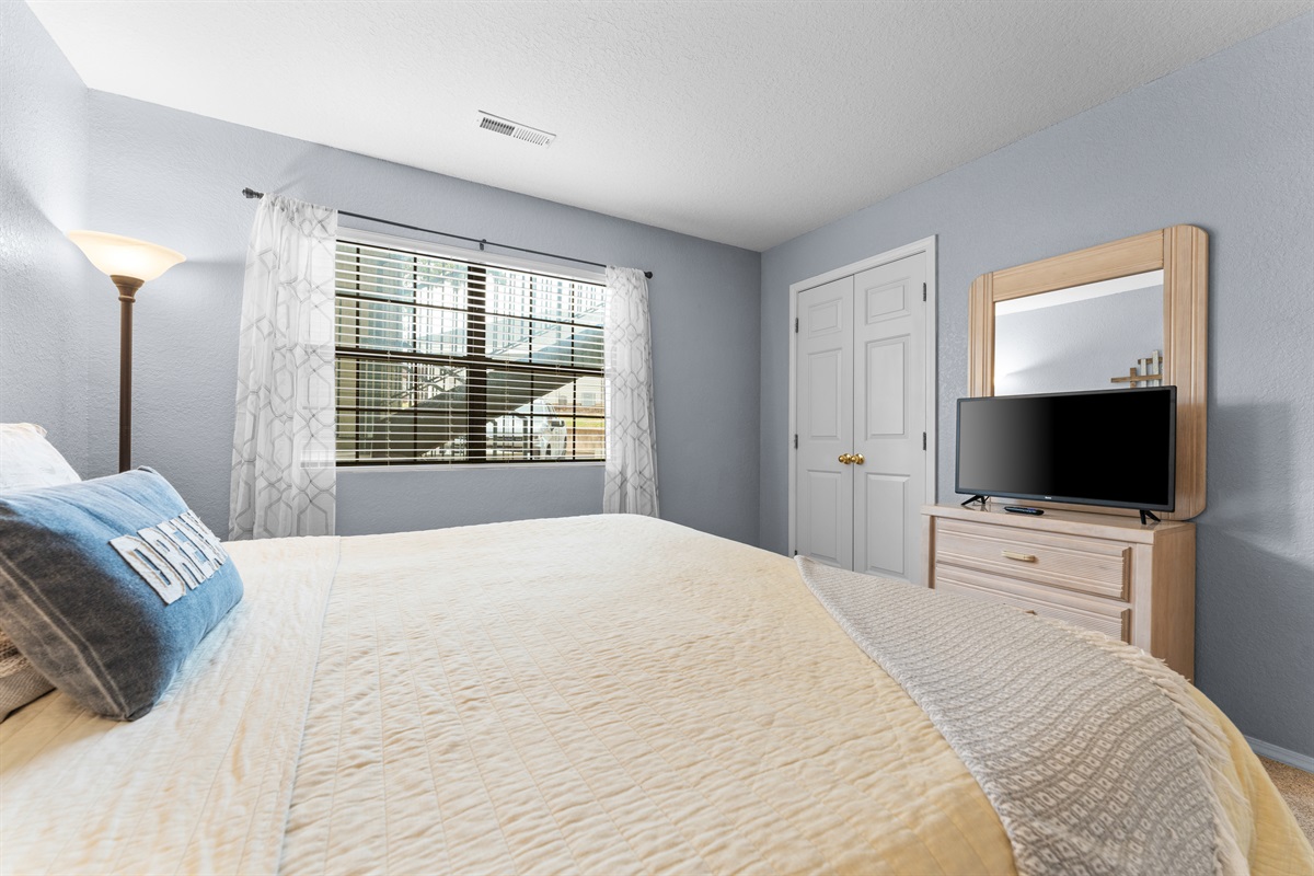 The second king bedroom also gets a TV, so another couple can settle in comfortably.