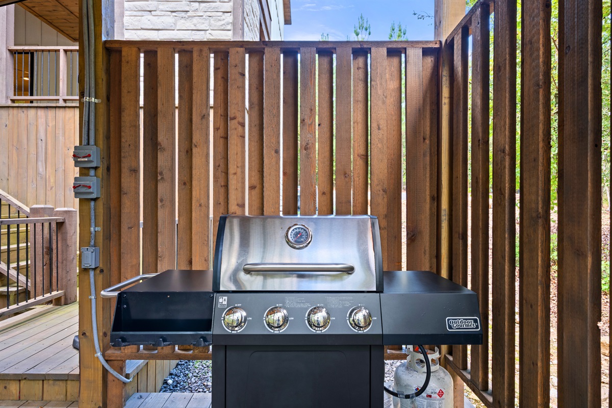 Outdoor grill station for family cookouts.