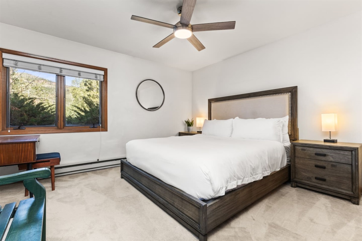 Bedroom #1 -- King Bed & Ceiling Fan