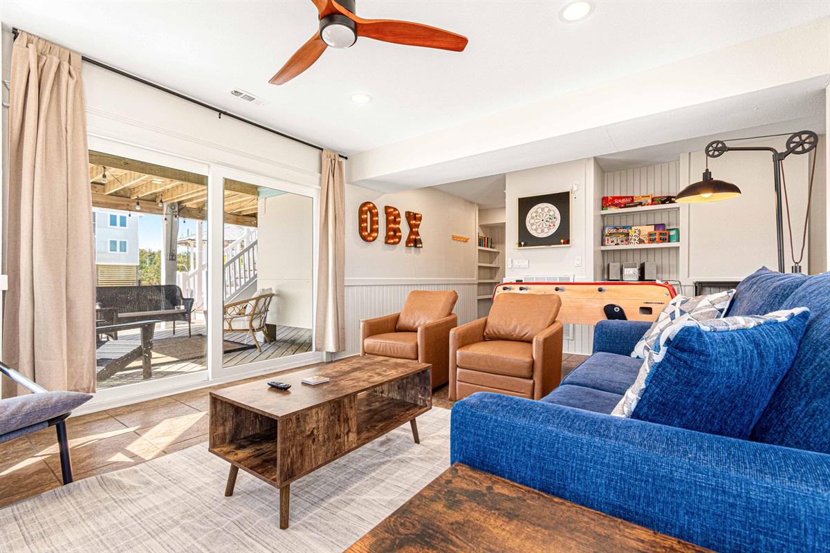 Game room is next to the bunk room