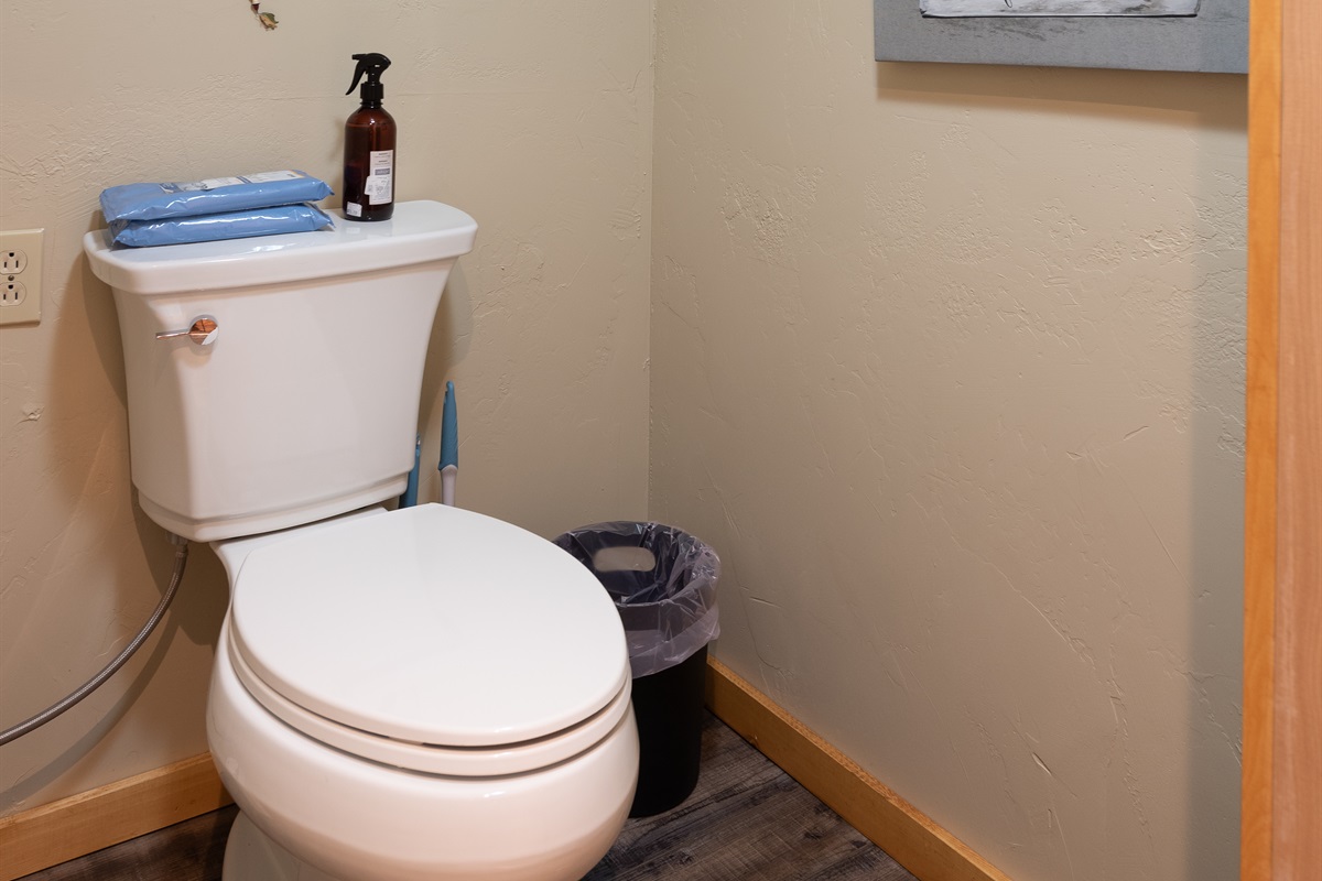 Private toilet closet in the detached garage bedroom