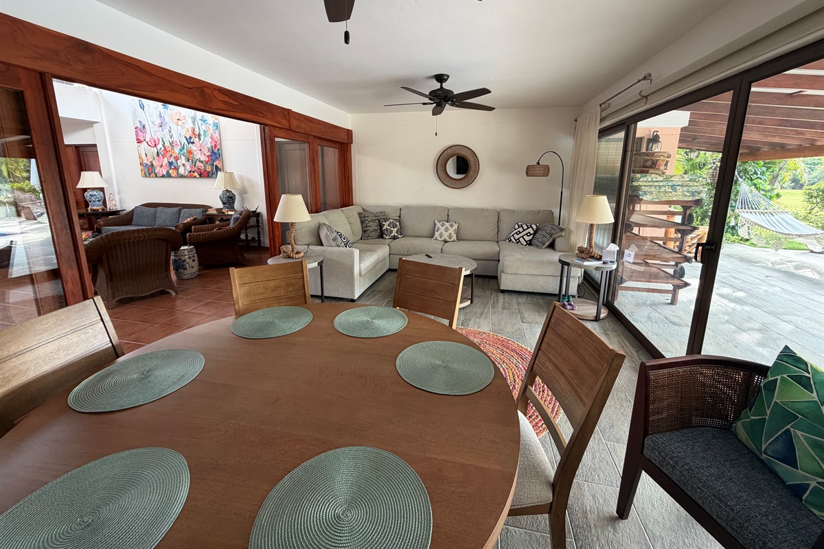 Family room sectional and table