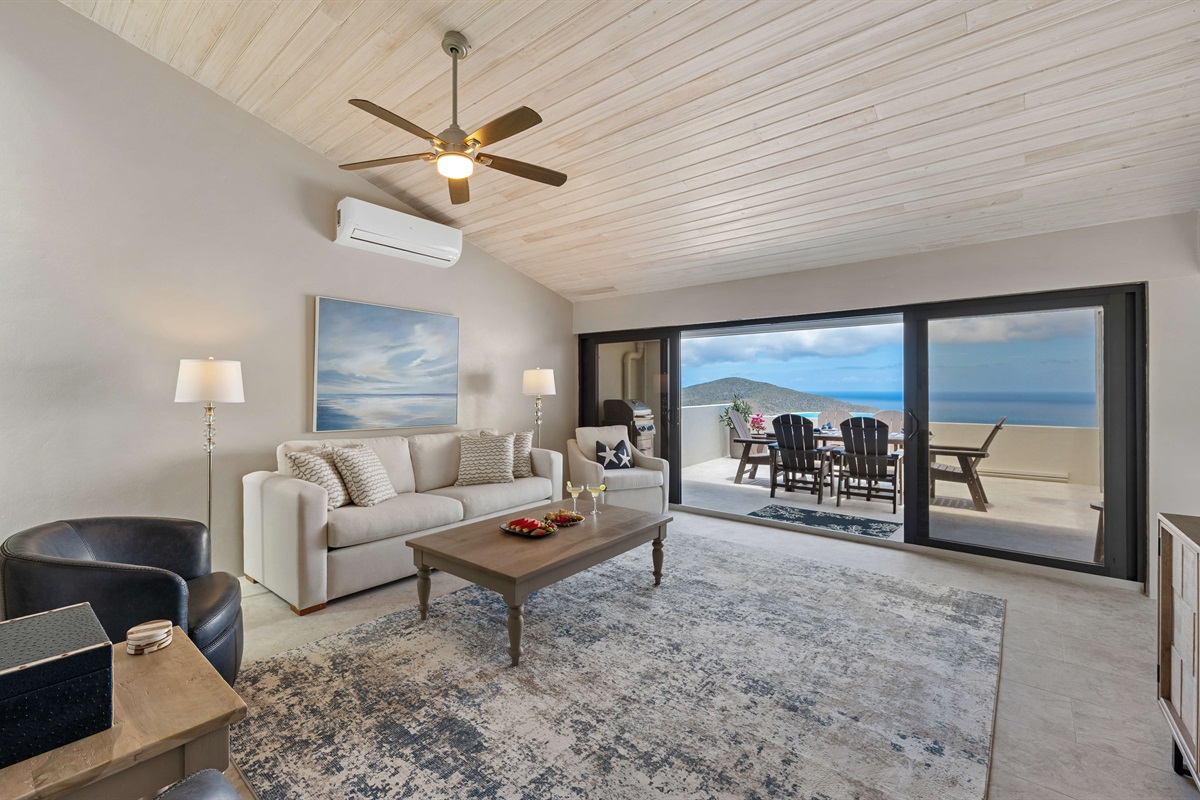 The large living room leads out to the gorgeous balcony patio