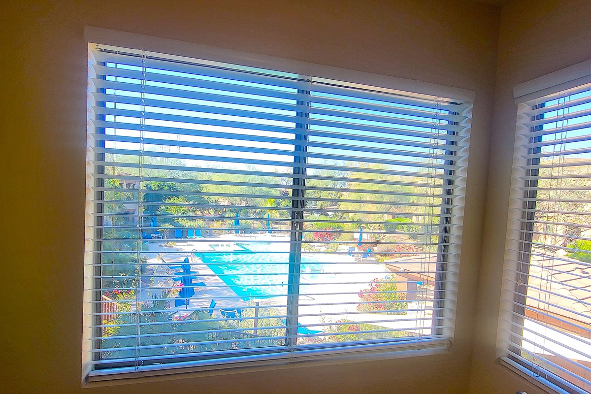 View of pool from the kitchen