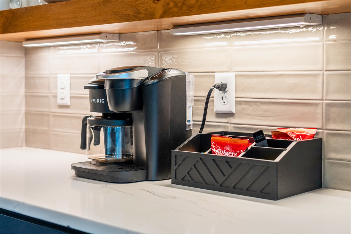 Coffee lovers rejoice! This cozy coffee bar has all the essentials to kickstart your mornings or fuel a late-afternoon pick-me-up.