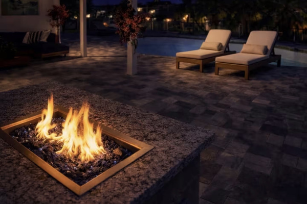 Fire pit overlooking the waterfront—perfect for evening gatherings
