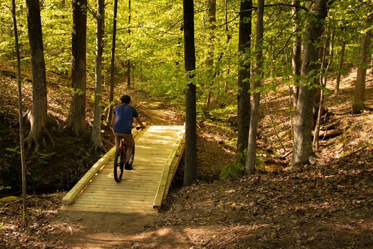 Ride the biking trails at Mountain Creek Marina to take in the scenery. 