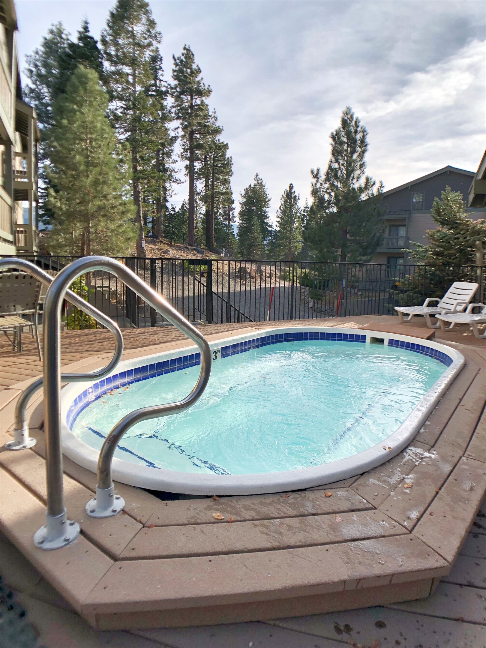 One of the two hot tub in condo complex.