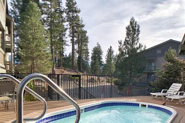 One of the two hot tub in condo complex.