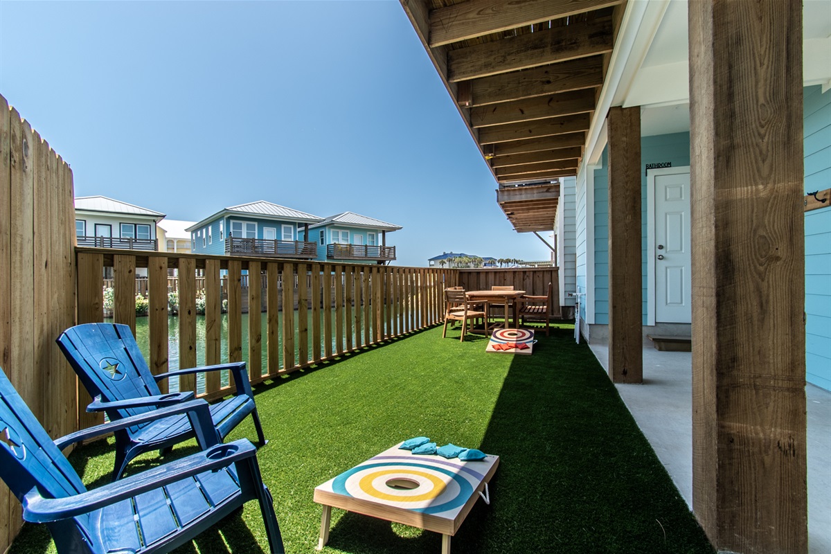 Backyard area with turf
