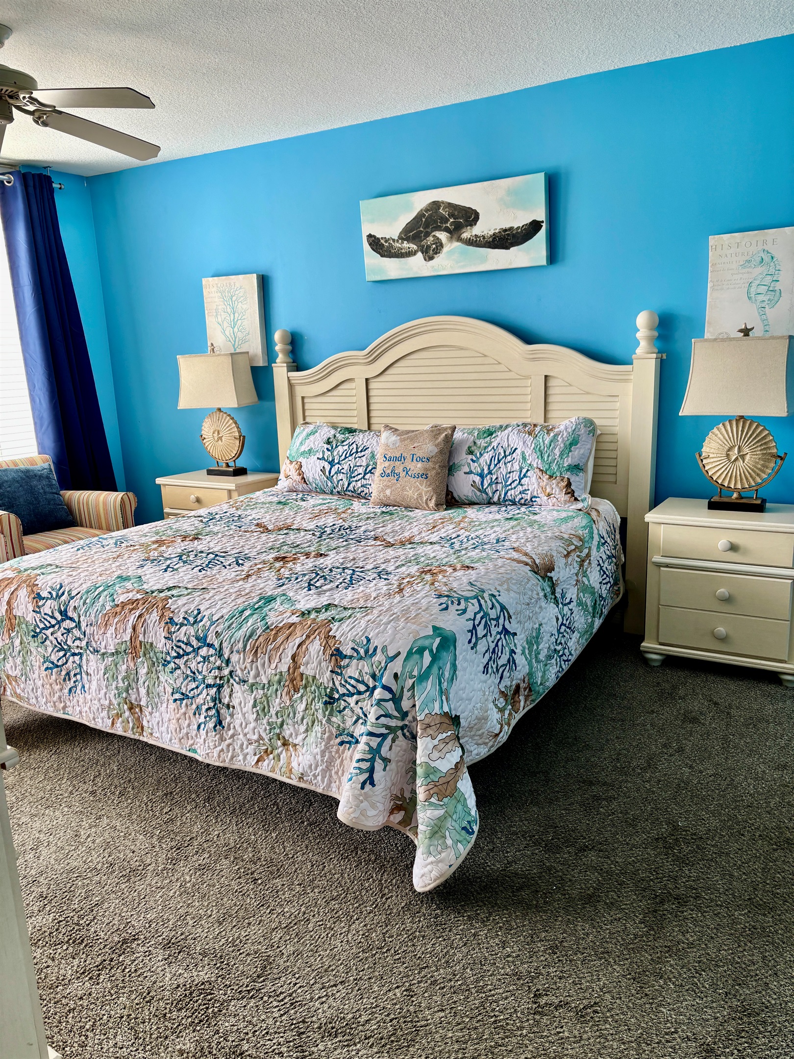 Master Bedroom with king size bed and private bathroom with balcony access