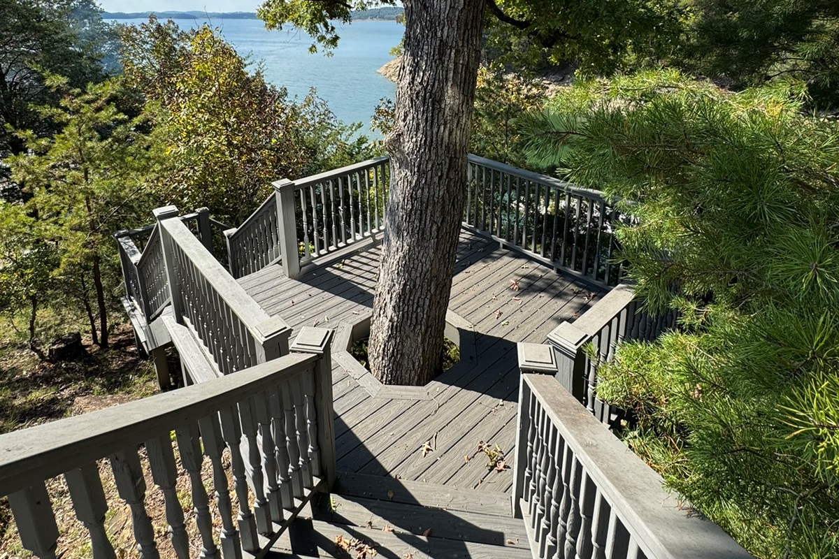 Steps leading down to dock and firepit