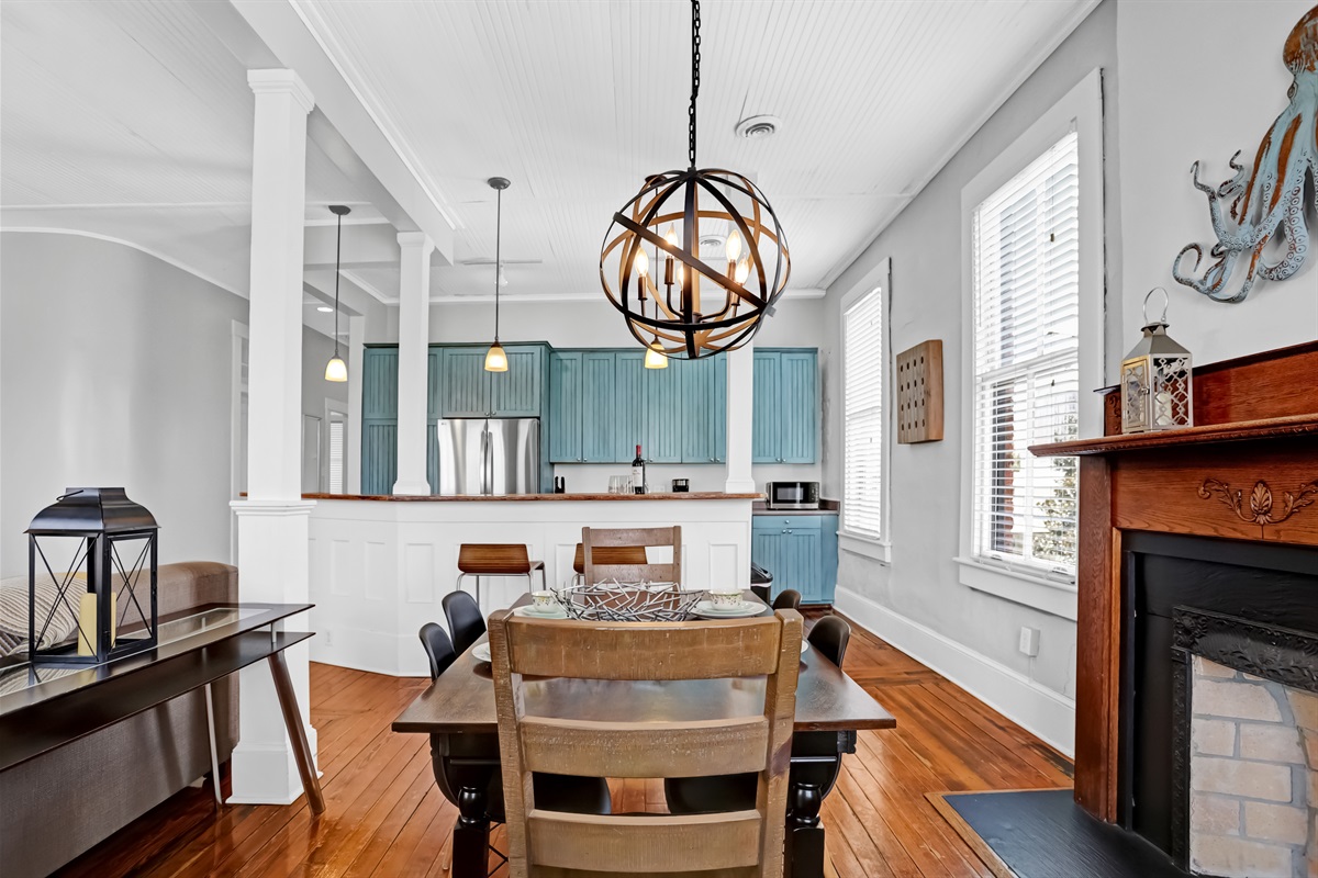Gather around—this cozy dining area comfortably seats six for meals or game nights.