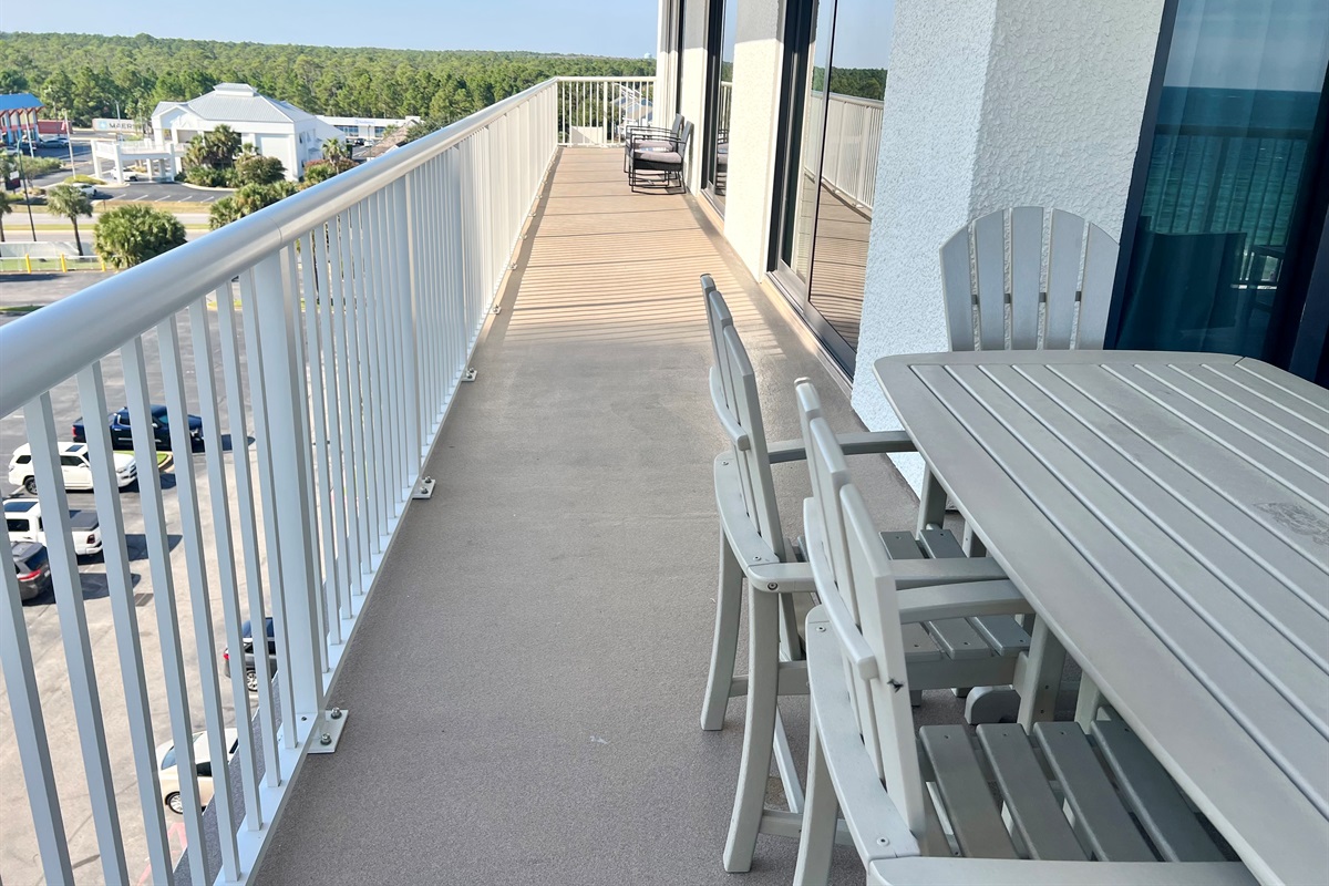 Wrap around balcony features access from every room. 