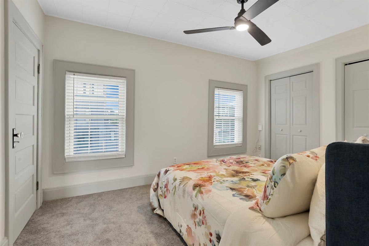 Bedroom 2, queen bed, with larger closets