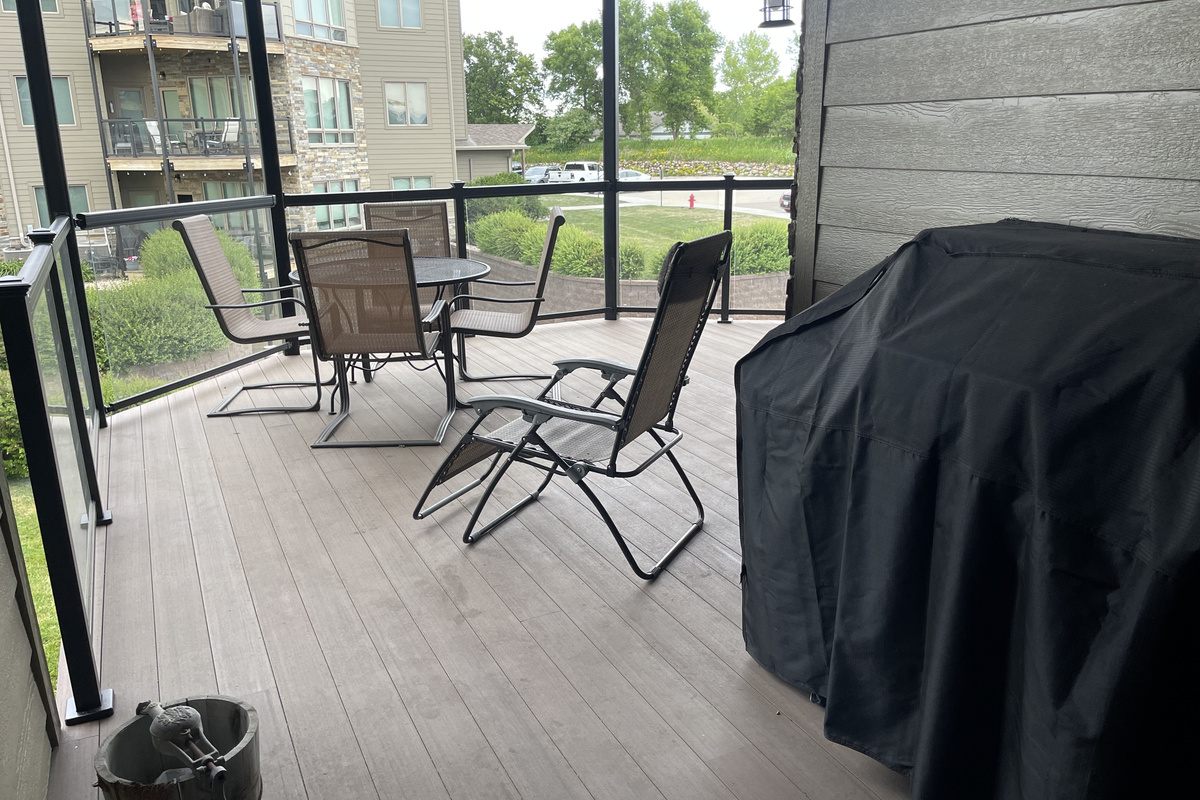 Deck wraps around to the master bedroom