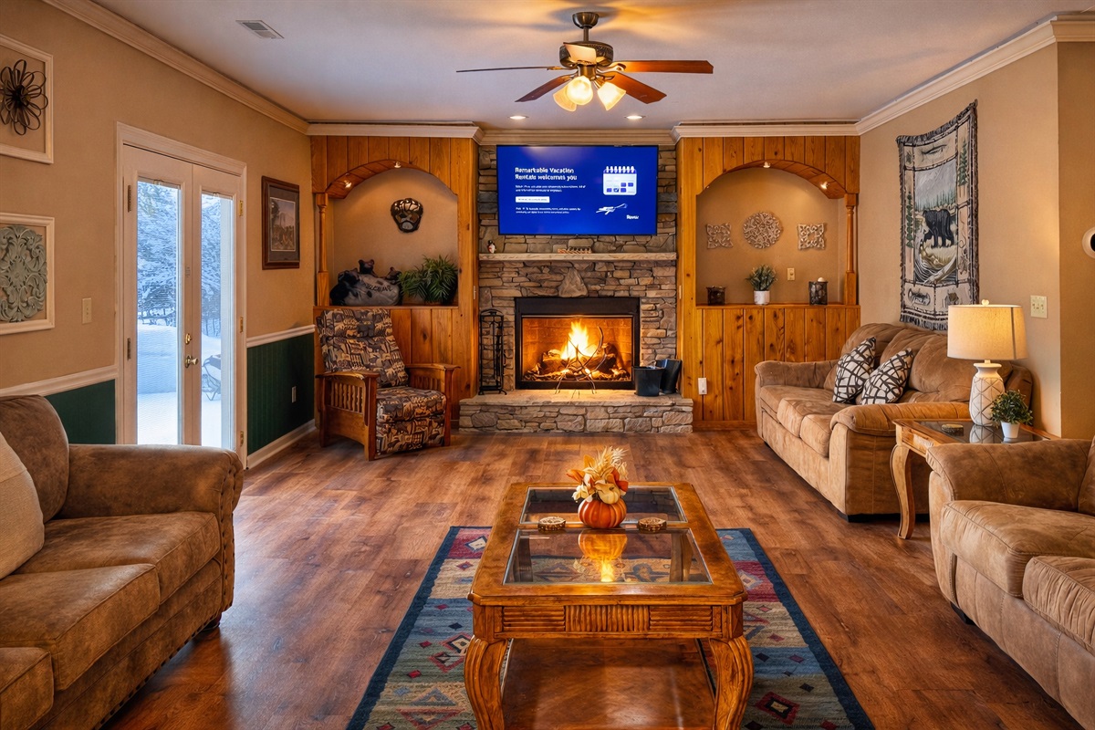 Lots of seating and the fireplace turns almost any day into one of the best, especially during cooler weather, after hiking in the National Park, or skiing & tubing at nearby Ober Mountain!