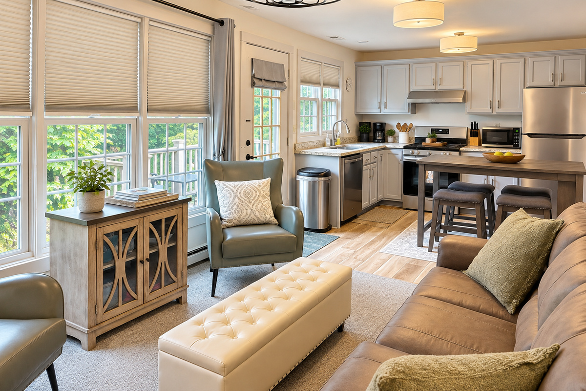 Living room and kitchen