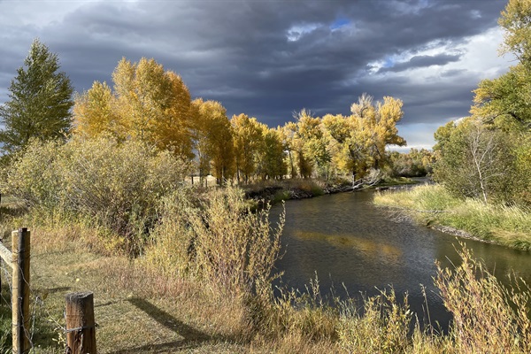 River deck view, N. Platte side-channel, downstream