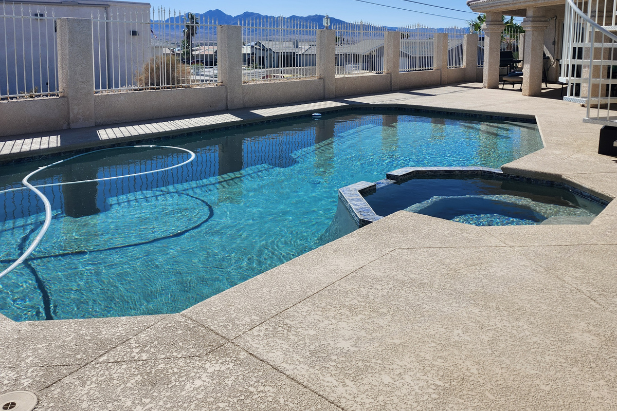 Pool view toward sun set