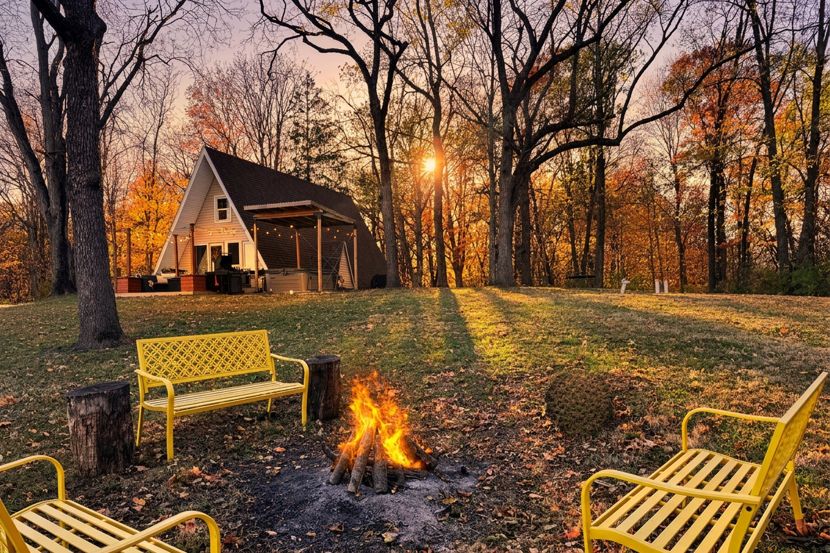 Cozy up with one of the outdoor blankets, and roast some hot dogs and smores at the huge natural fire-pit.