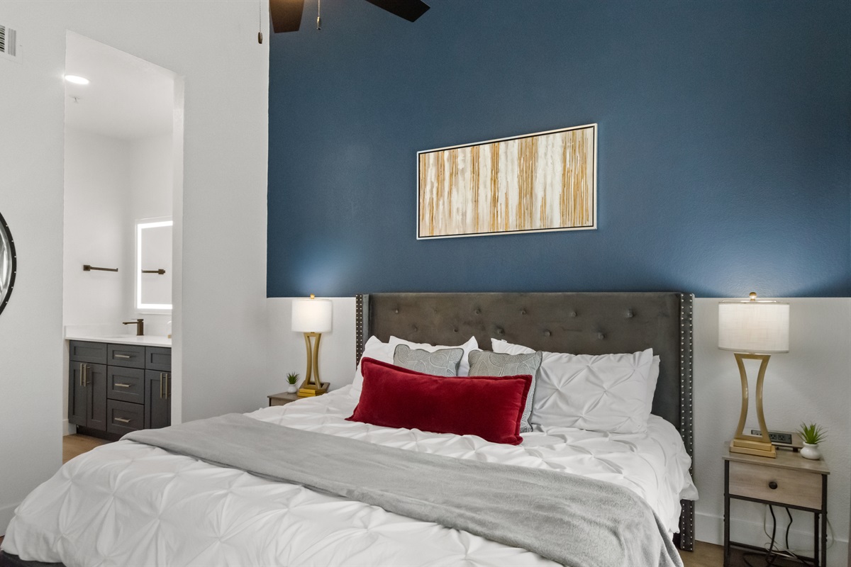 Enjoy comfort and privacy in the relaxing bedroom area