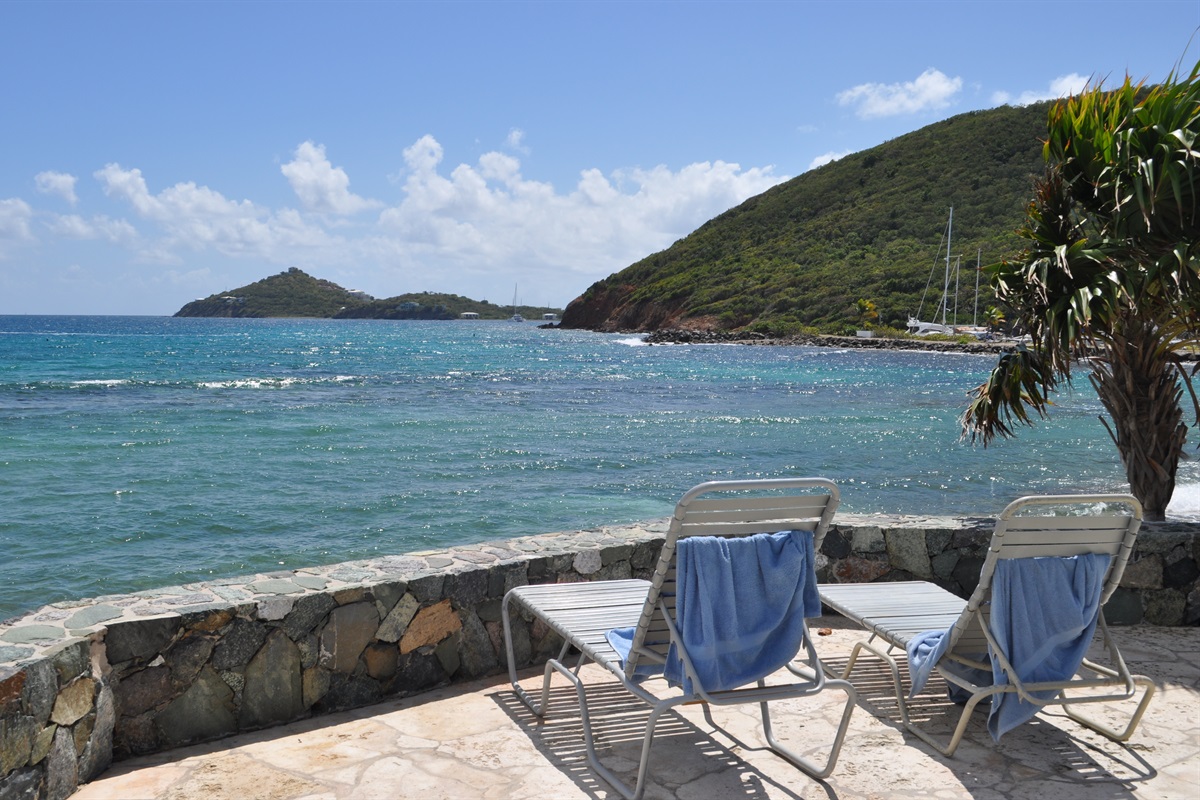 From the pool deck. All you need is a book and a sun hat.
