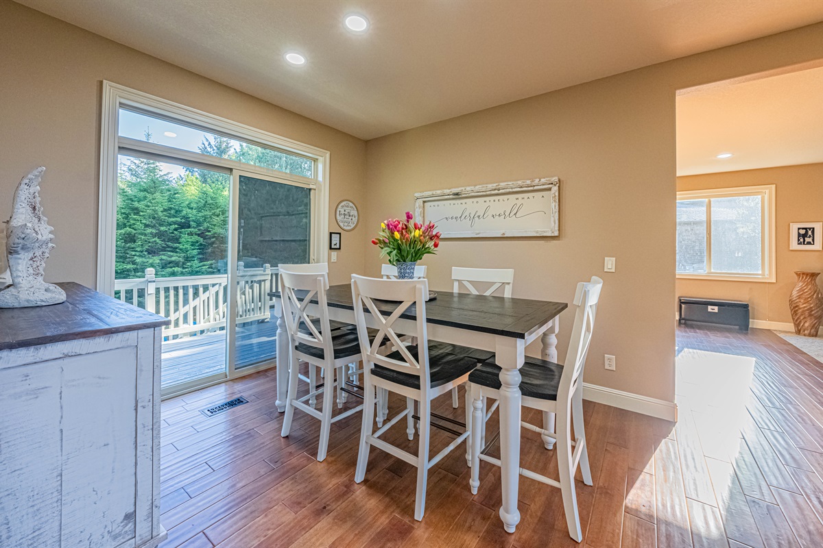 Perfect spot to share meals, board games and puzzles with family and friends.
