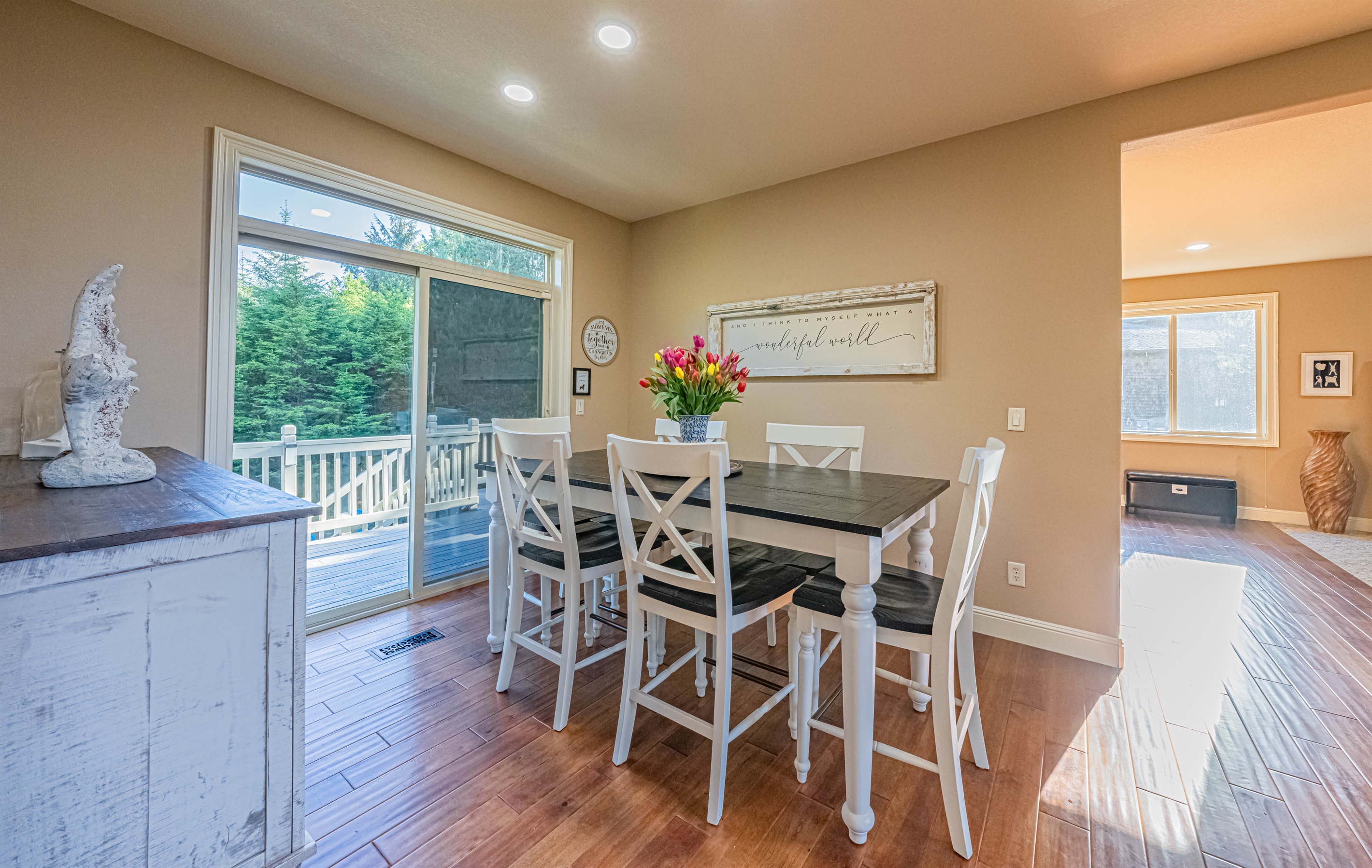 Perfect spot to share meals, board games and puzzles with family and friends.