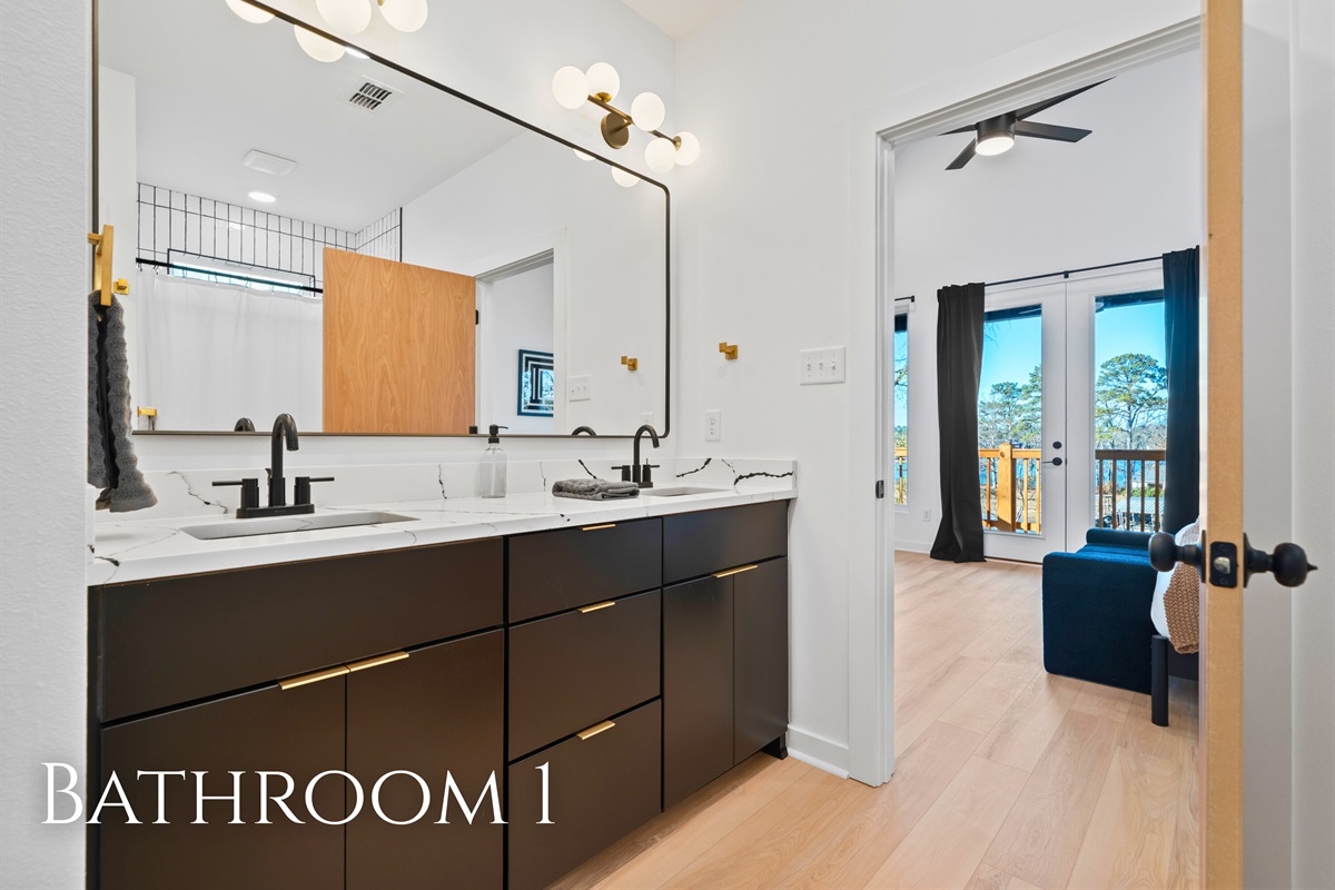 A full bathroom provides plenty of space for daily routines and getting ready at your own pace.