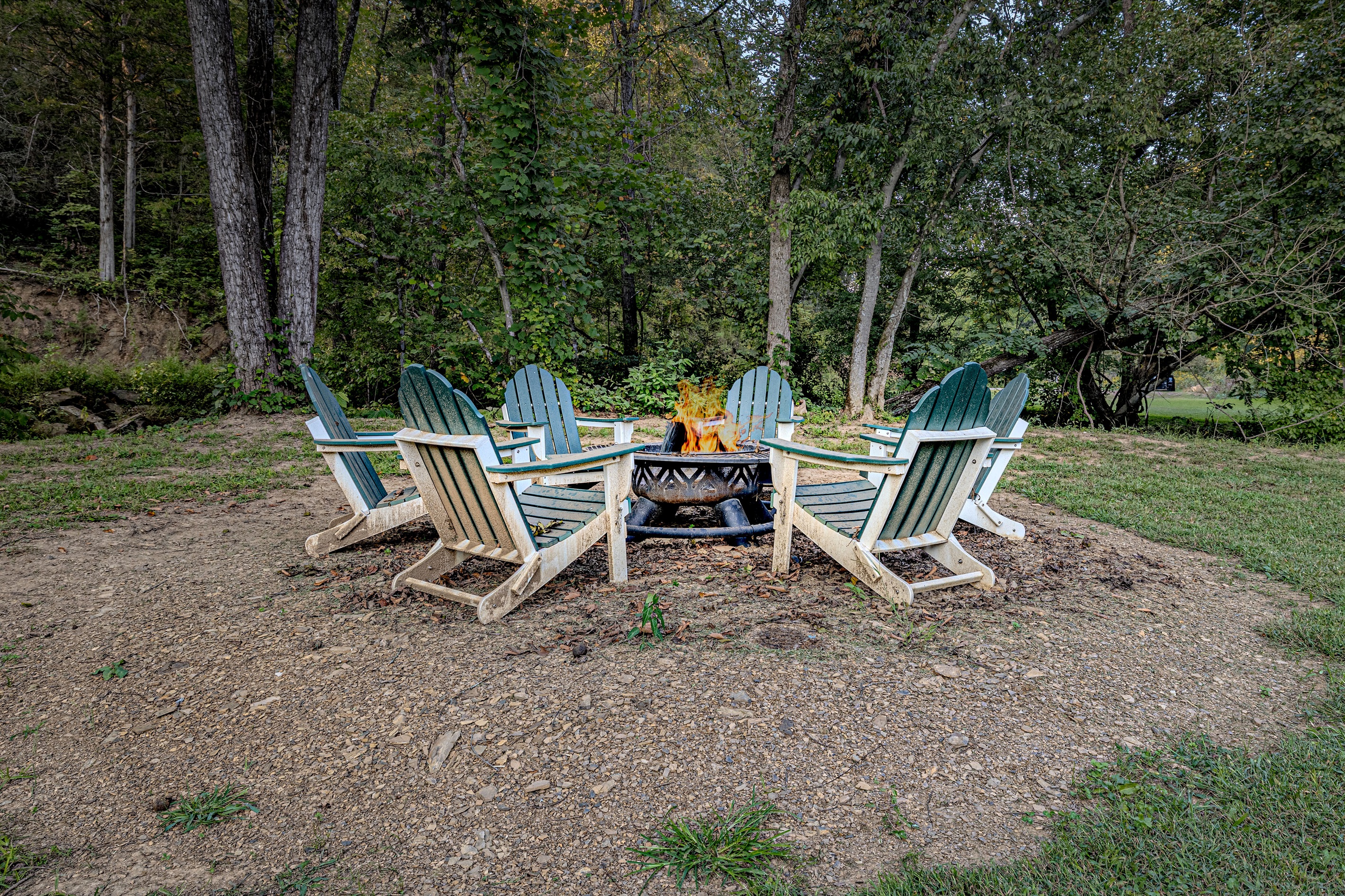 Chill with friends around the creek side fire pit.