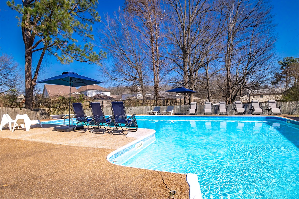 A perfect oasis! Our saltwater pool is surrounded by beauty and relaxation.